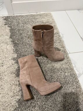 Sam Edelman Suede Platform Ankle Boots in Blush Taupe